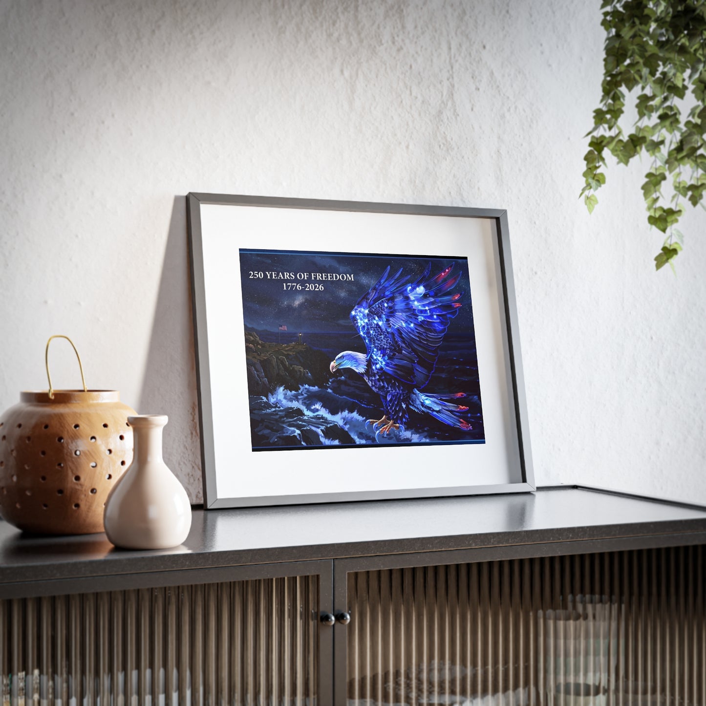 Patriotic Eagle Framed Poster — "250 Years of Freedom 1776–2026" Framed Wall Poster