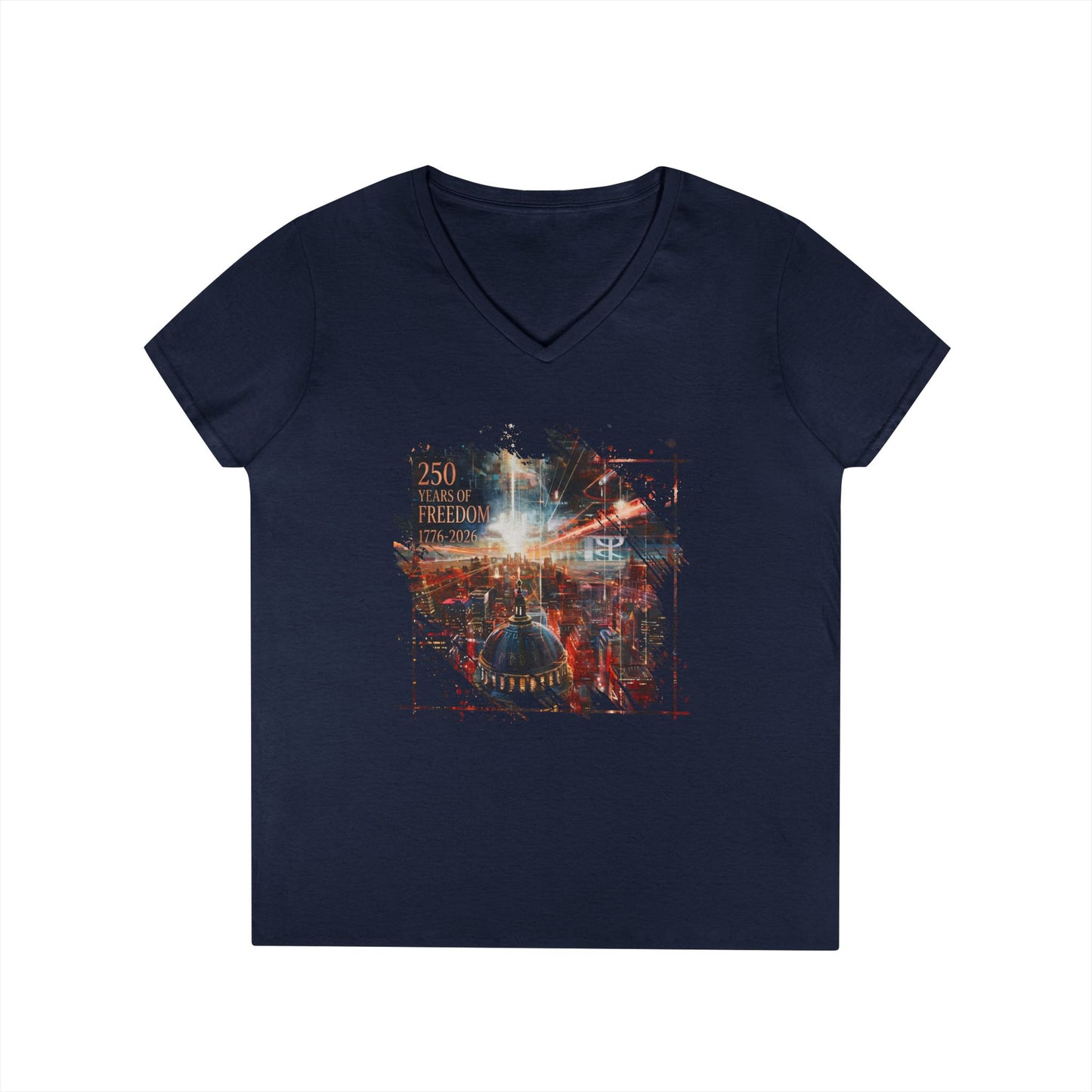 250 Years of Freedom 1776-2026 Independence Day USA Women's V-Neck Tee
