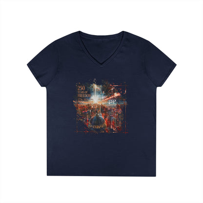 250 Years of Freedom 1776-2026 Independence Day USA Women's V-Neck Tee