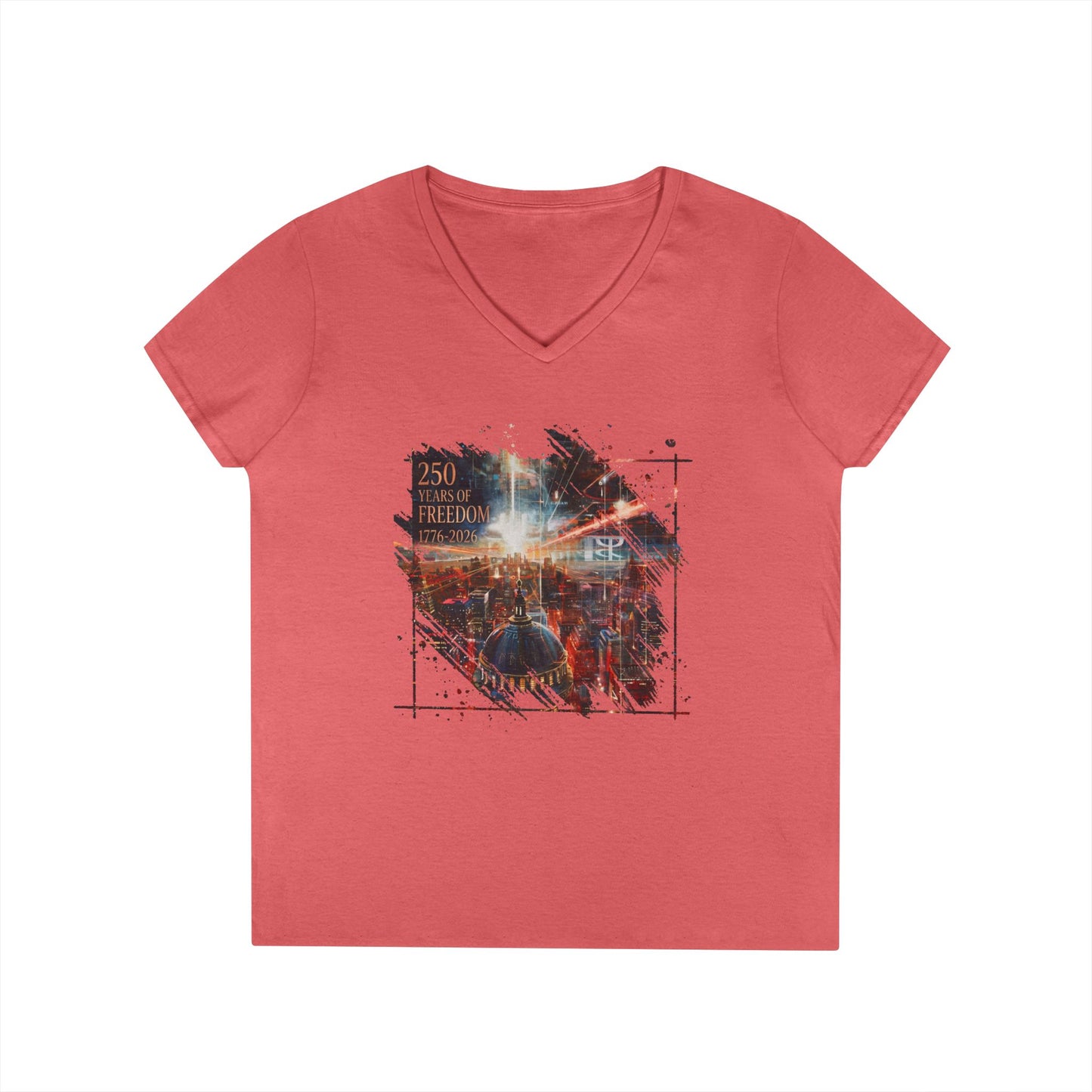 250 Years of Freedom 1776-2026 Independence Day USA Women's V-Neck Tee