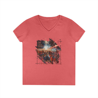 250 Years of Freedom 1776-2026 Independence Day USA Women's V-Neck Tee
