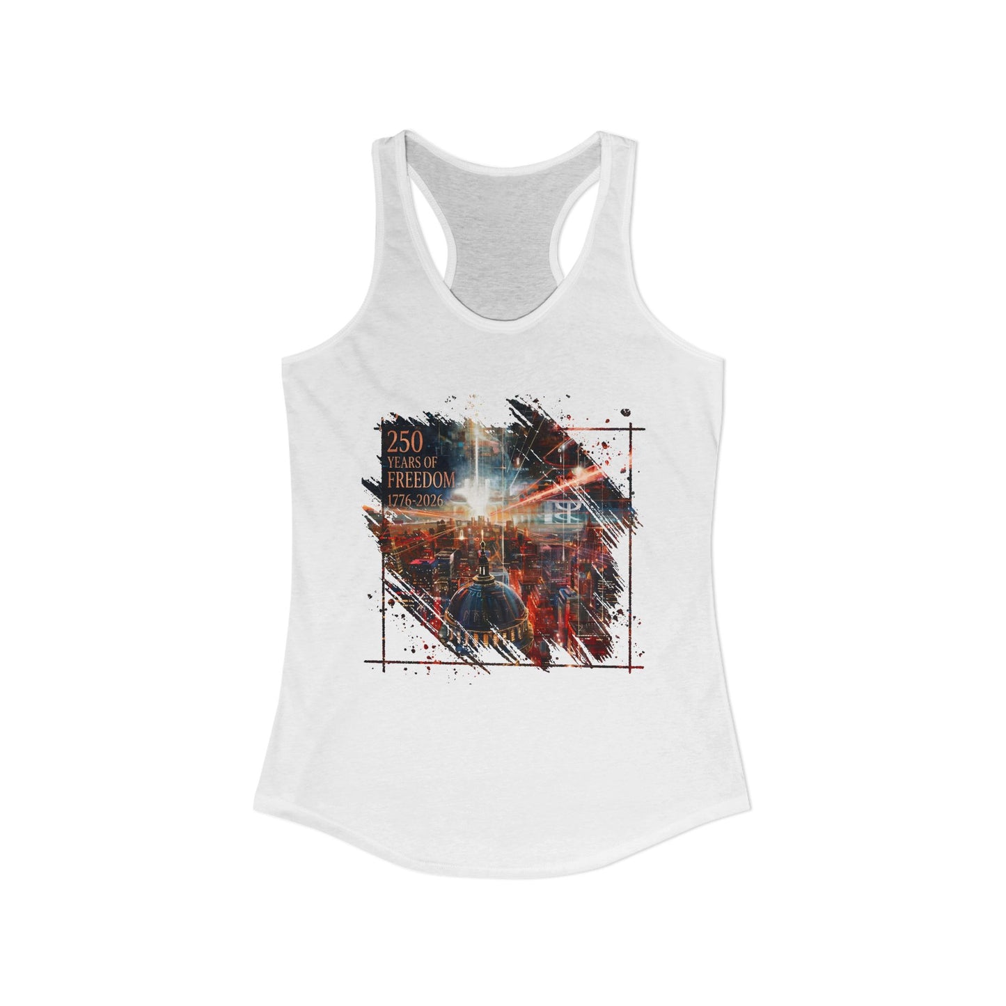 250 Years of Freedom 1776-2026 Independence Day USA Women's Ideal Racerback Tank
