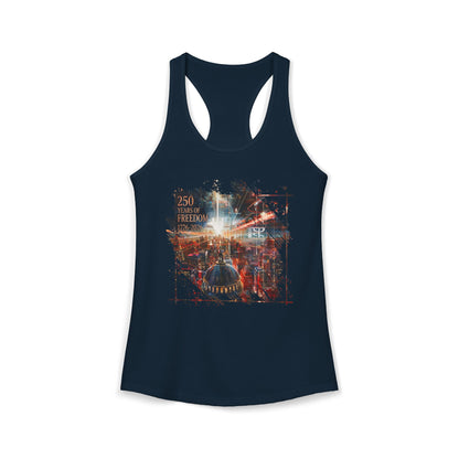 250 Years of Freedom 1776-2026 Independence Day USA Women's Ideal Racerback Tank
