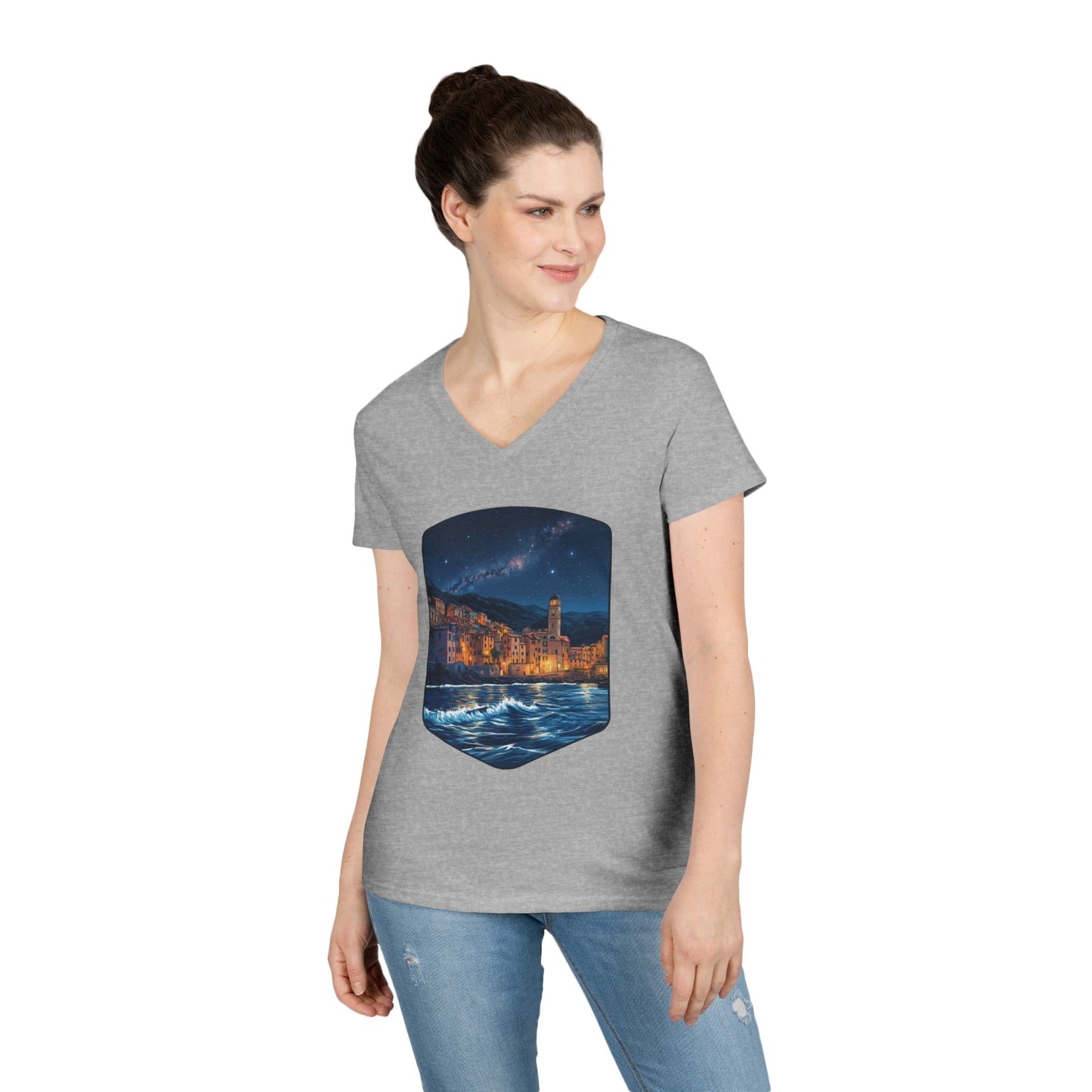 The Lightening City At The Coast Women's V-Neck Tee