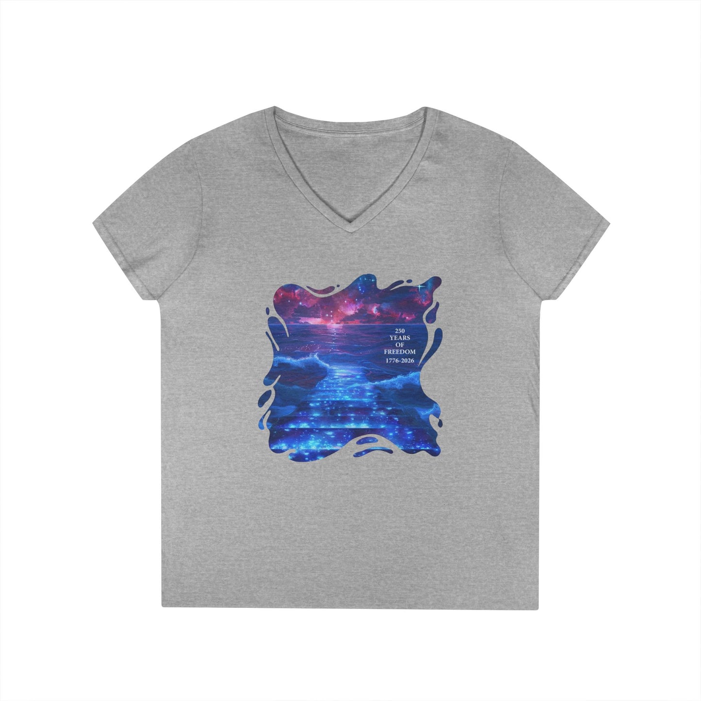 250 Years of Freedom 1776-2026 Independence Day USA Women's V-Neck Tee