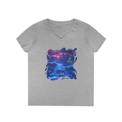 250 Years of Freedom 1776-2026 Independence Day USA Women's V-Neck Tee
