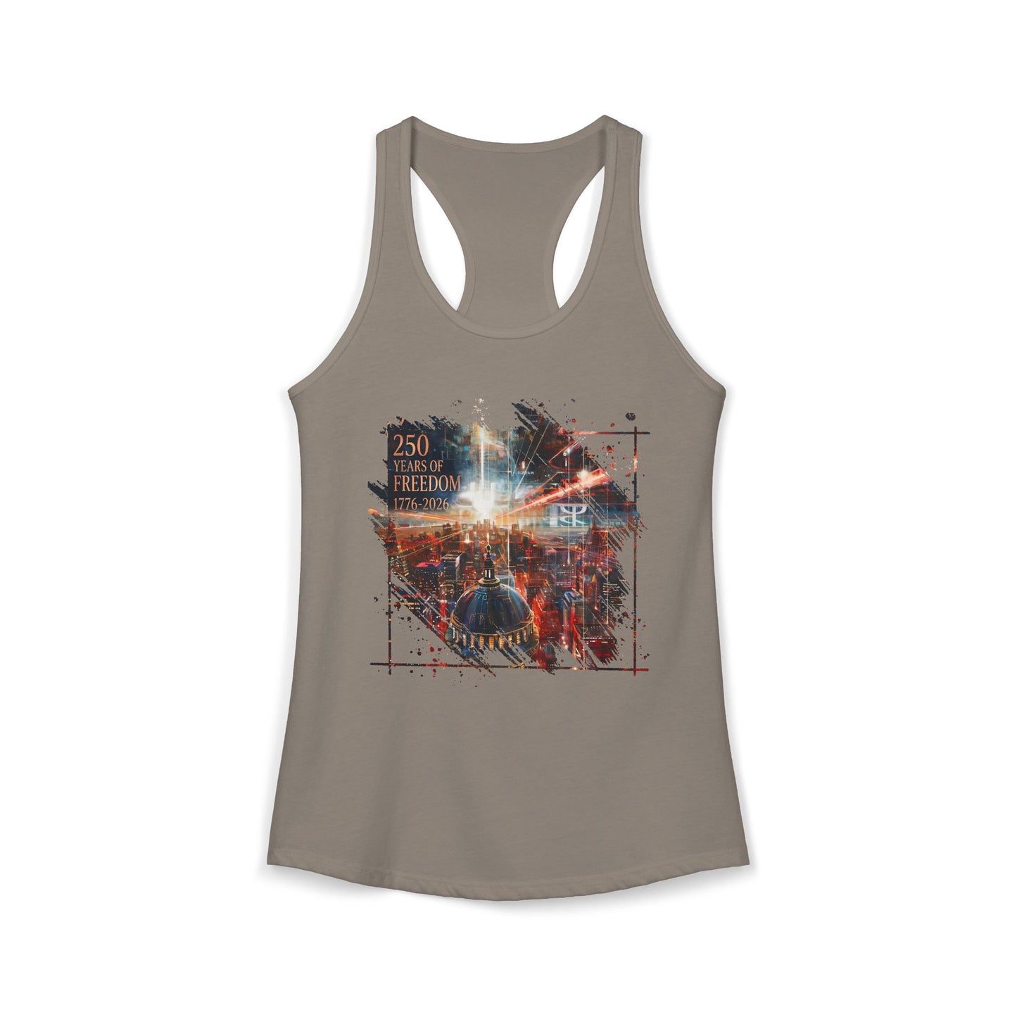 250 Years of Freedom 1776-2026 Independence Day USA Women's Ideal Racerback Tank