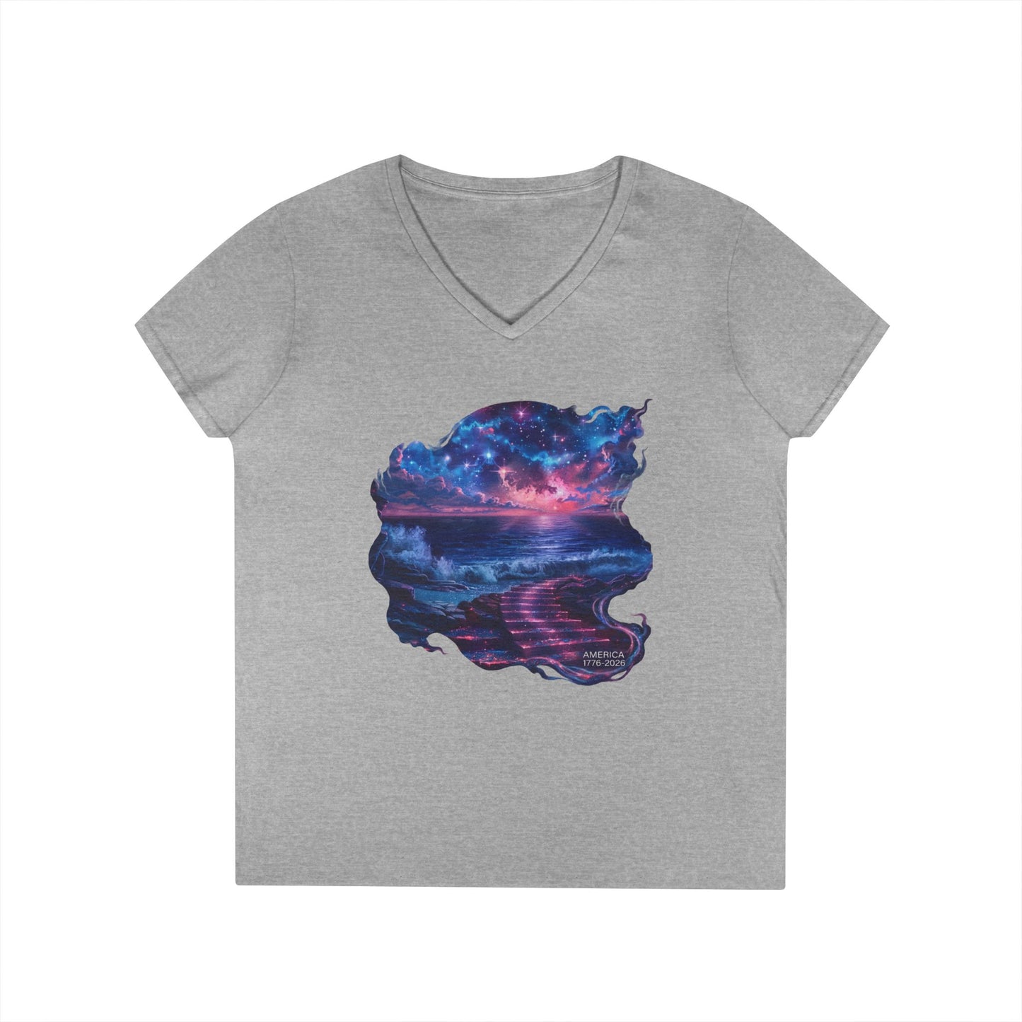 America 1776-2026 Independence Day USA Women's V-Neck Tee