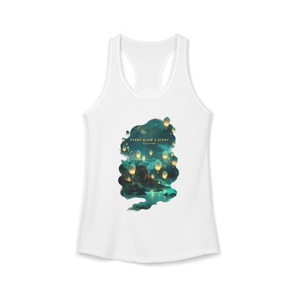 Every Glow a Story Tells a Story Women's Ideal Racerback Tank
