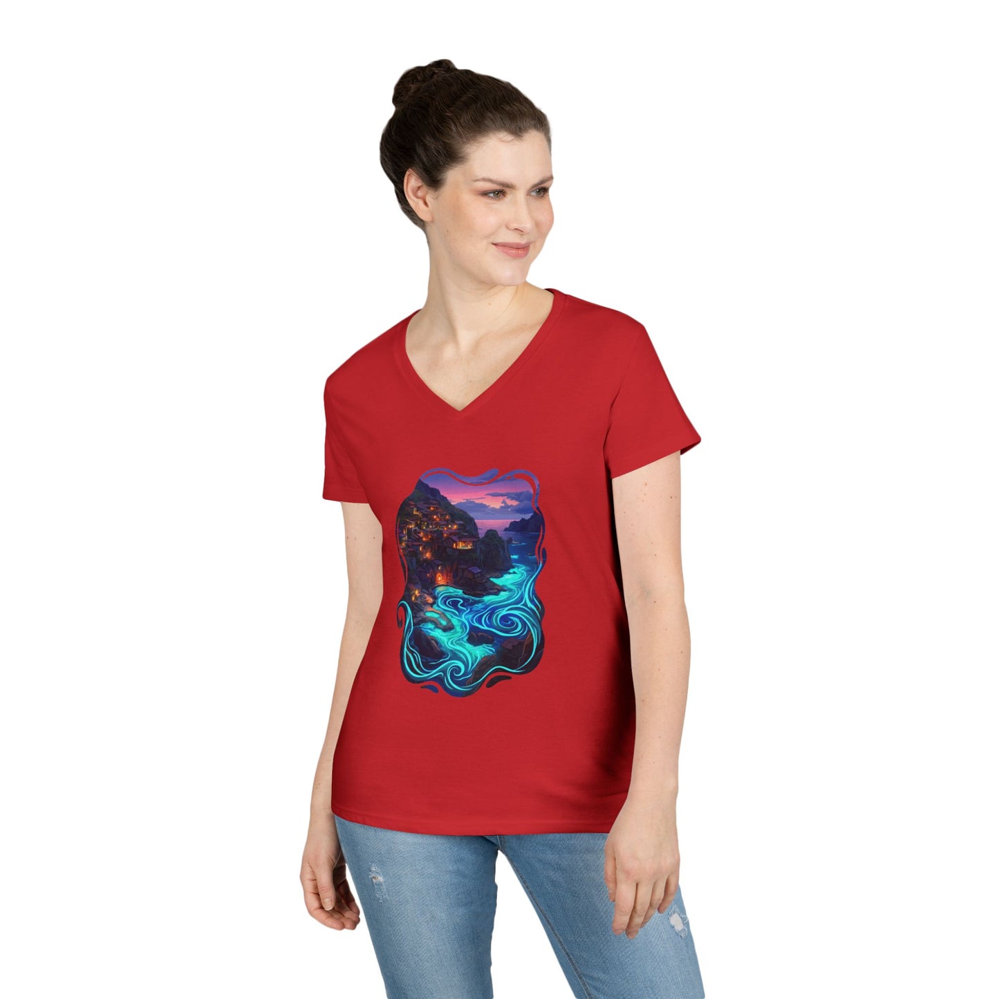 Light In The Sea Women's V-Neck Tee