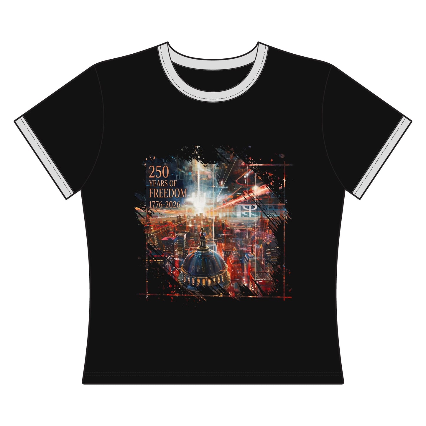 250 Years of Freedom 1776-2026 Independence Day Women's Ringer Tee
