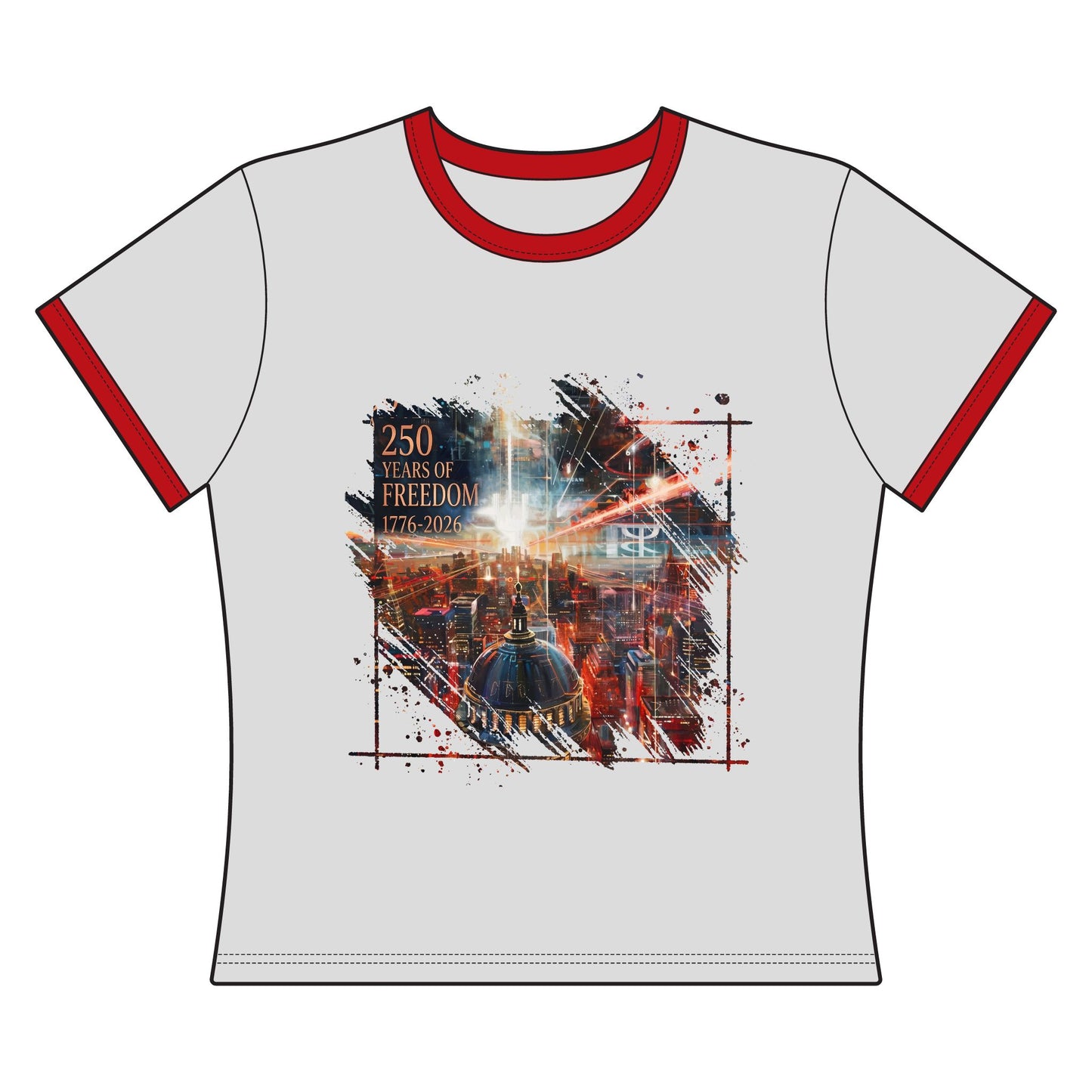 250 Years of Freedom 1776-2026 Independence Day Women's Ringer Tee