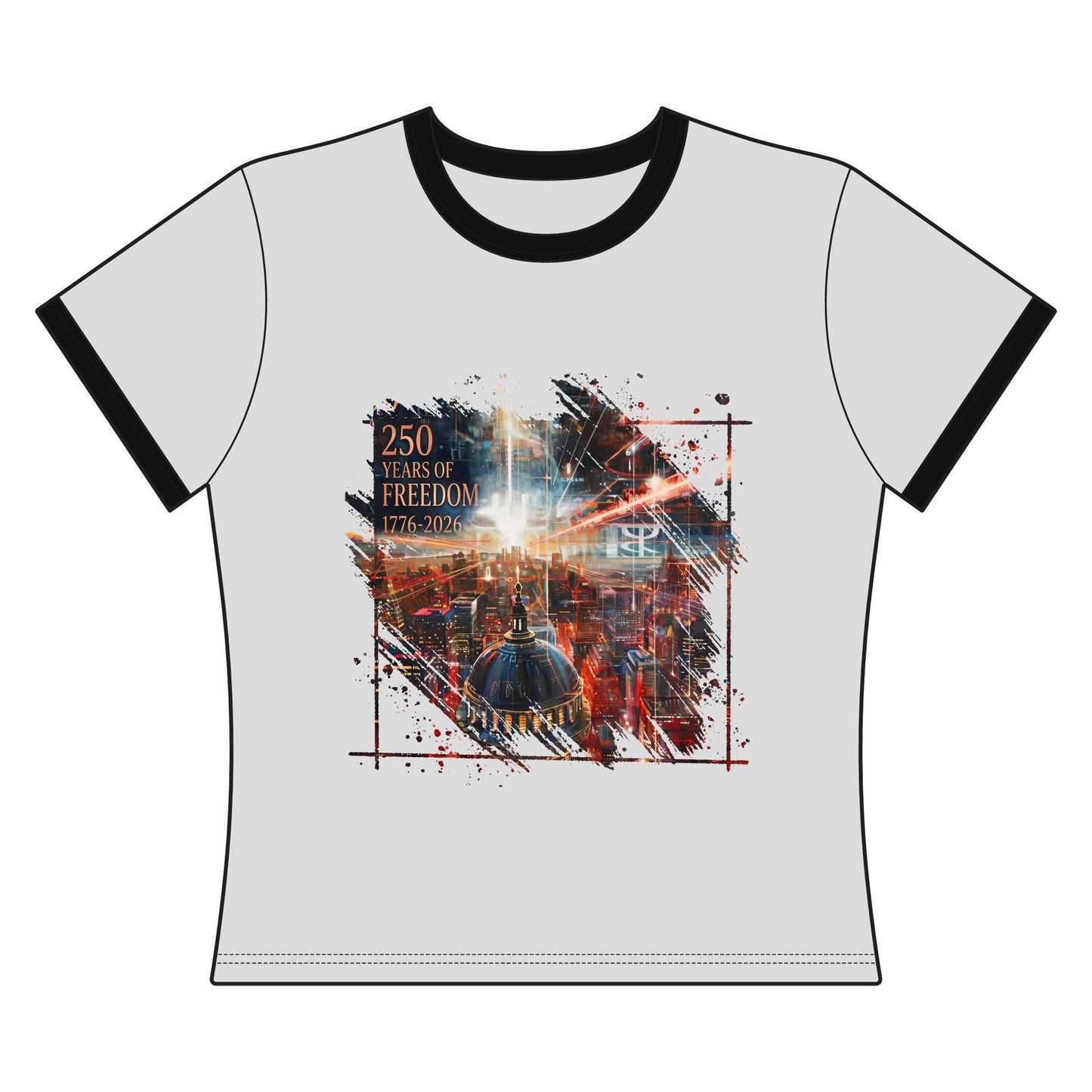 250 Years of Freedom 1776-2026 Independence Day Women's Ringer Tee