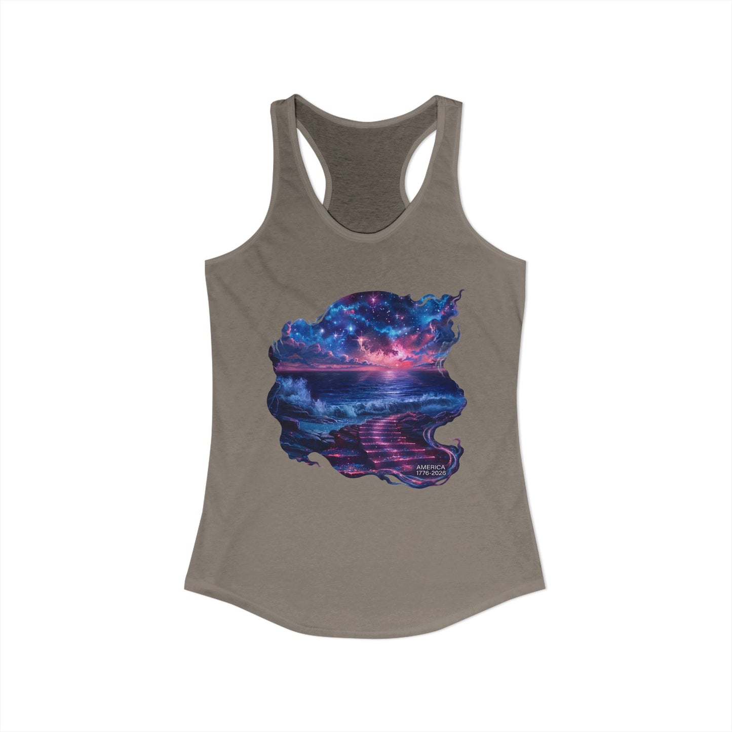 250 Years of Freedom 1776-2026 Independence Day USA Women's Ideal Racerback Tank