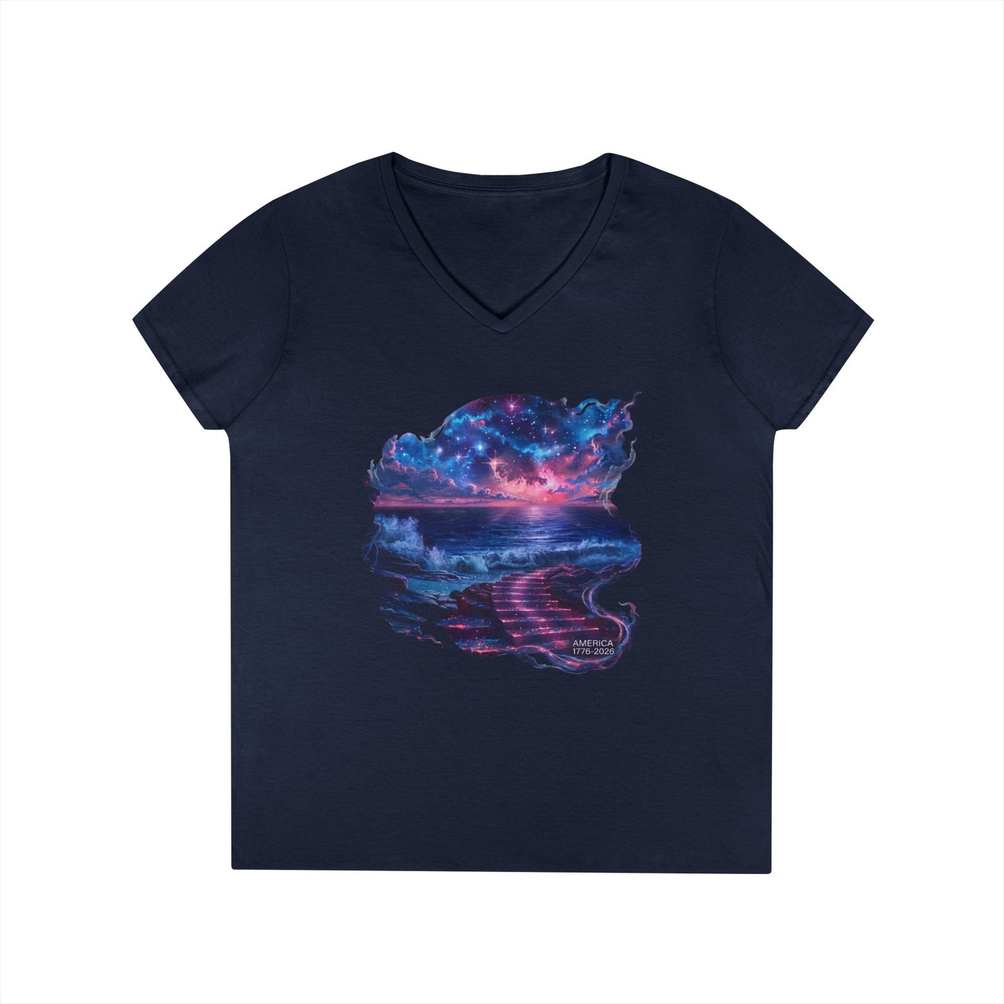 America 1776-2026 Independence Day USA Women's V-Neck Tee