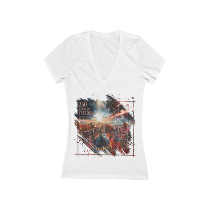 250 Years of Freedom 1776-2026 Independence Day USA Women's Deep V-neck Tee