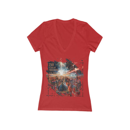 250 Years of Freedom 1776-2026 Independence Day USA Women's Deep V-neck Tee