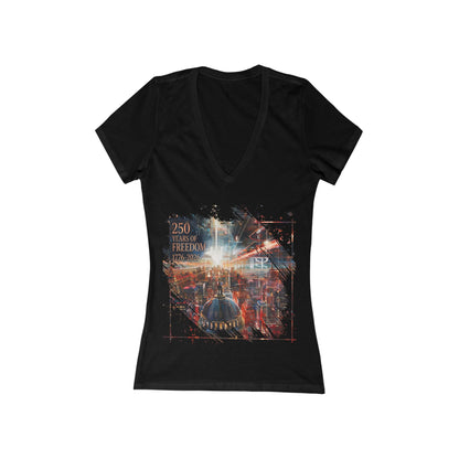 250 Years of Freedom 1776-2026 Independence Day USA Women's Deep V-neck Tee