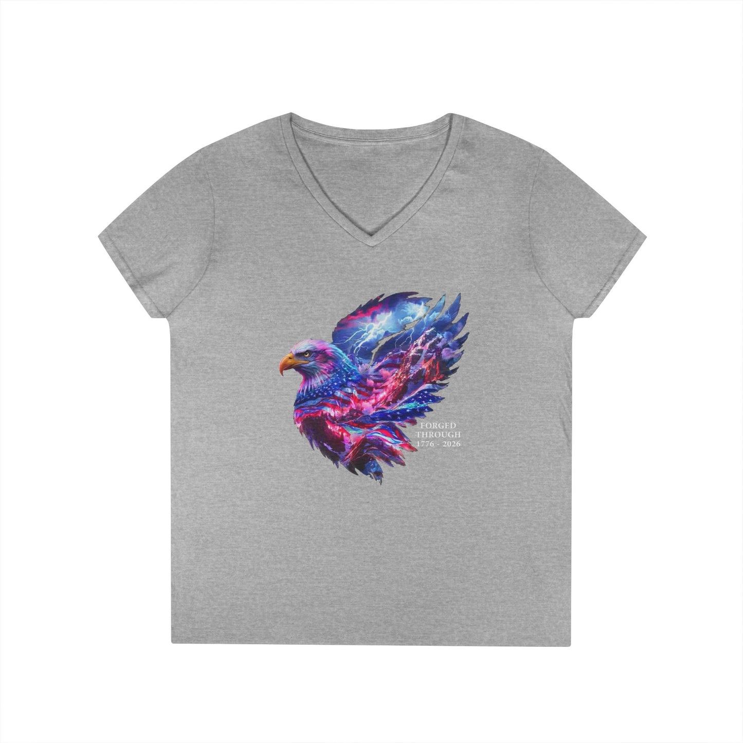 Forged Through 1776-2026 Independence Day USA Women's V-Neck Tee