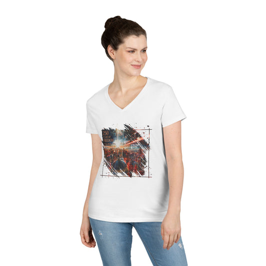 250 Years of Freedom 1776-2026 Independence Day USA Women's V-Neck Tee