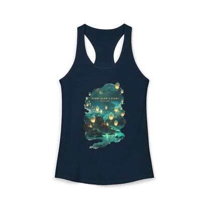 Every Glow a Story Tells a Story Women's Ideal Racerback Tank
