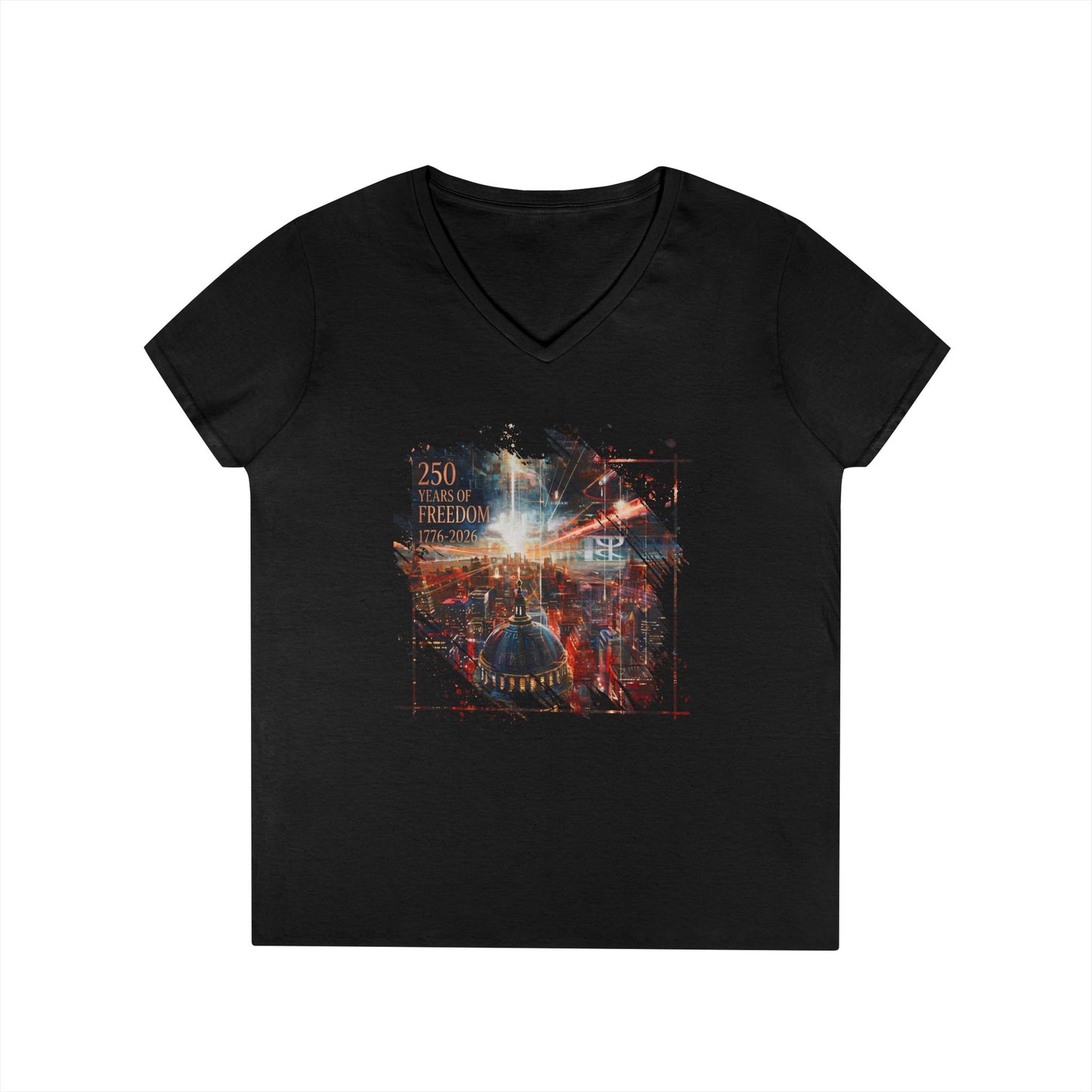 250 Years of Freedom 1776-2026 Independence Day USA Women's V-Neck Tee