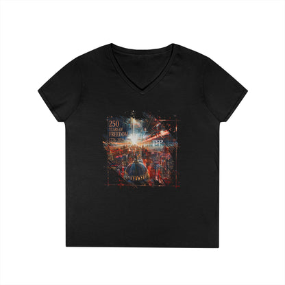 250 Years of Freedom 1776-2026 Independence Day USA Women's V-Neck Tee