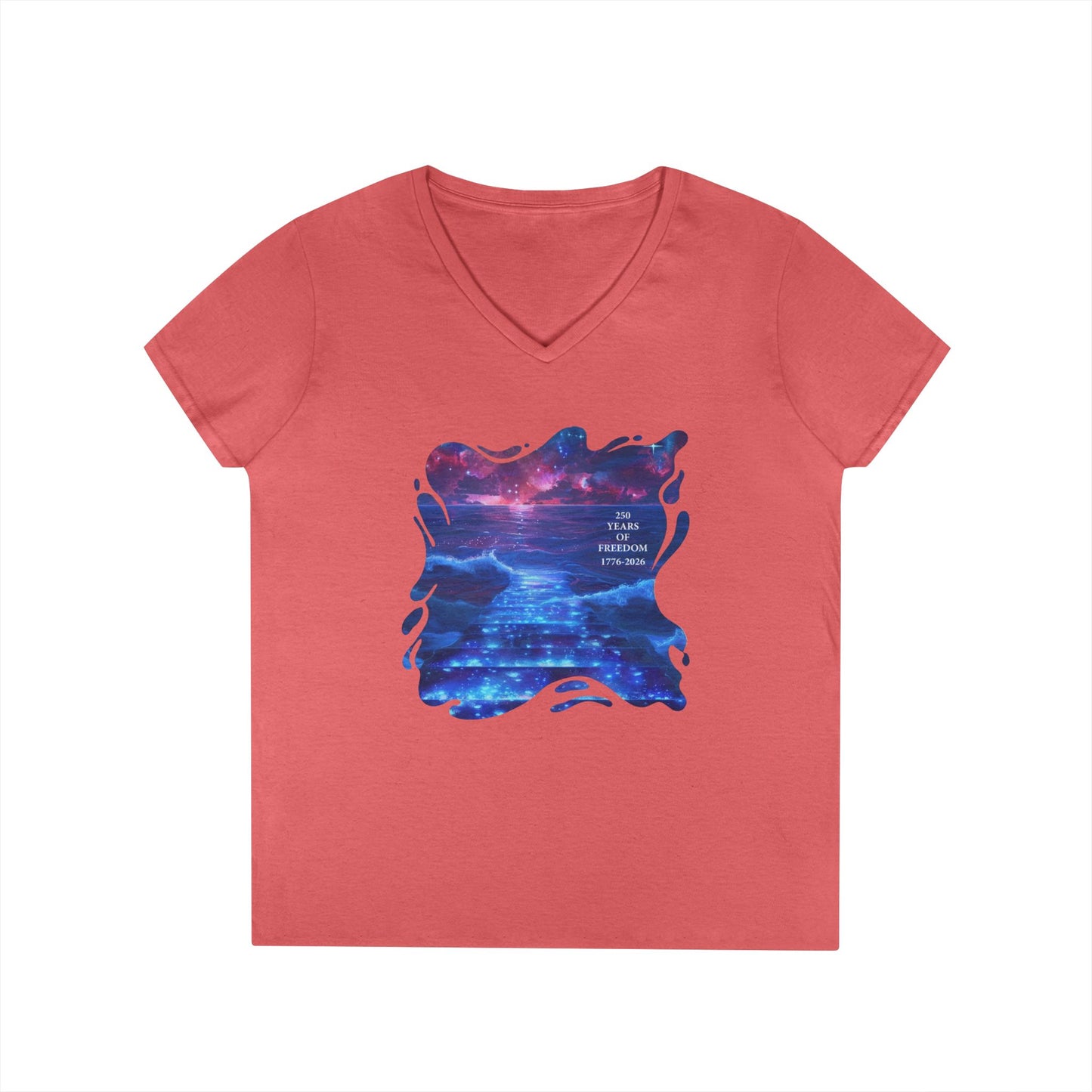 250 Years of Freedom 1776-2026 Independence Day USA Women's V-Neck Tee