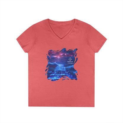 250 Years of Freedom 1776-2026 Independence Day USA Women's V-Neck Tee