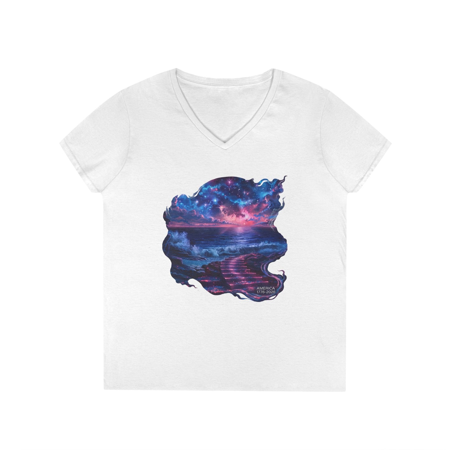 America 1776-2026 Independence Day USA Women's V-Neck Tee