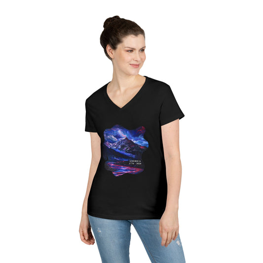 America 1776-2026 Independence Day USA Women's V-Neck Tee