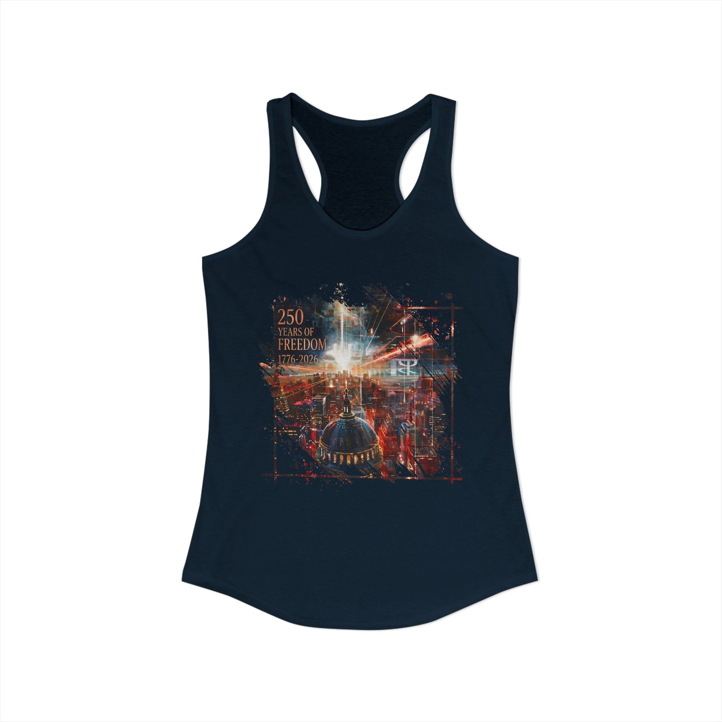 250 Years of Freedom 1776-2026 Independence Day USA Women's Ideal Racerback Tank