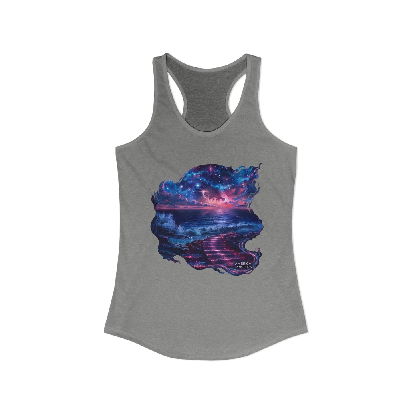 250 Years of Freedom 1776-2026 Independence Day USA Women's Ideal Racerback Tank