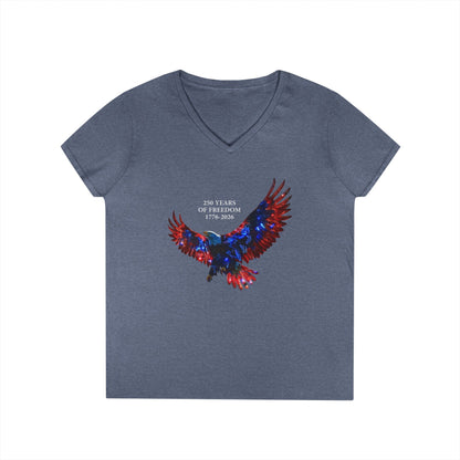250 Years of Freedom 1776-2026 Independence Day USA Women's V-Neck Tee