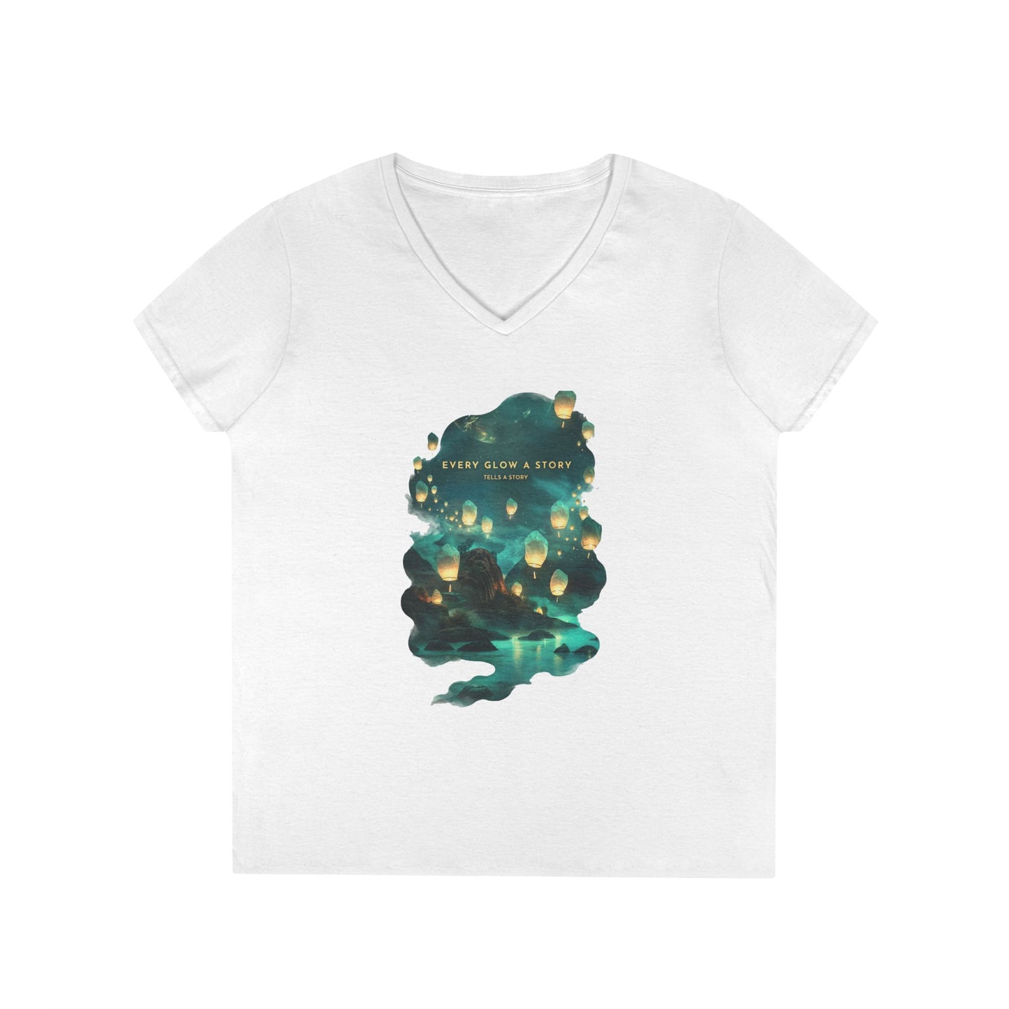Every Glow a Story Tells a Story Women's V-Neck Tee