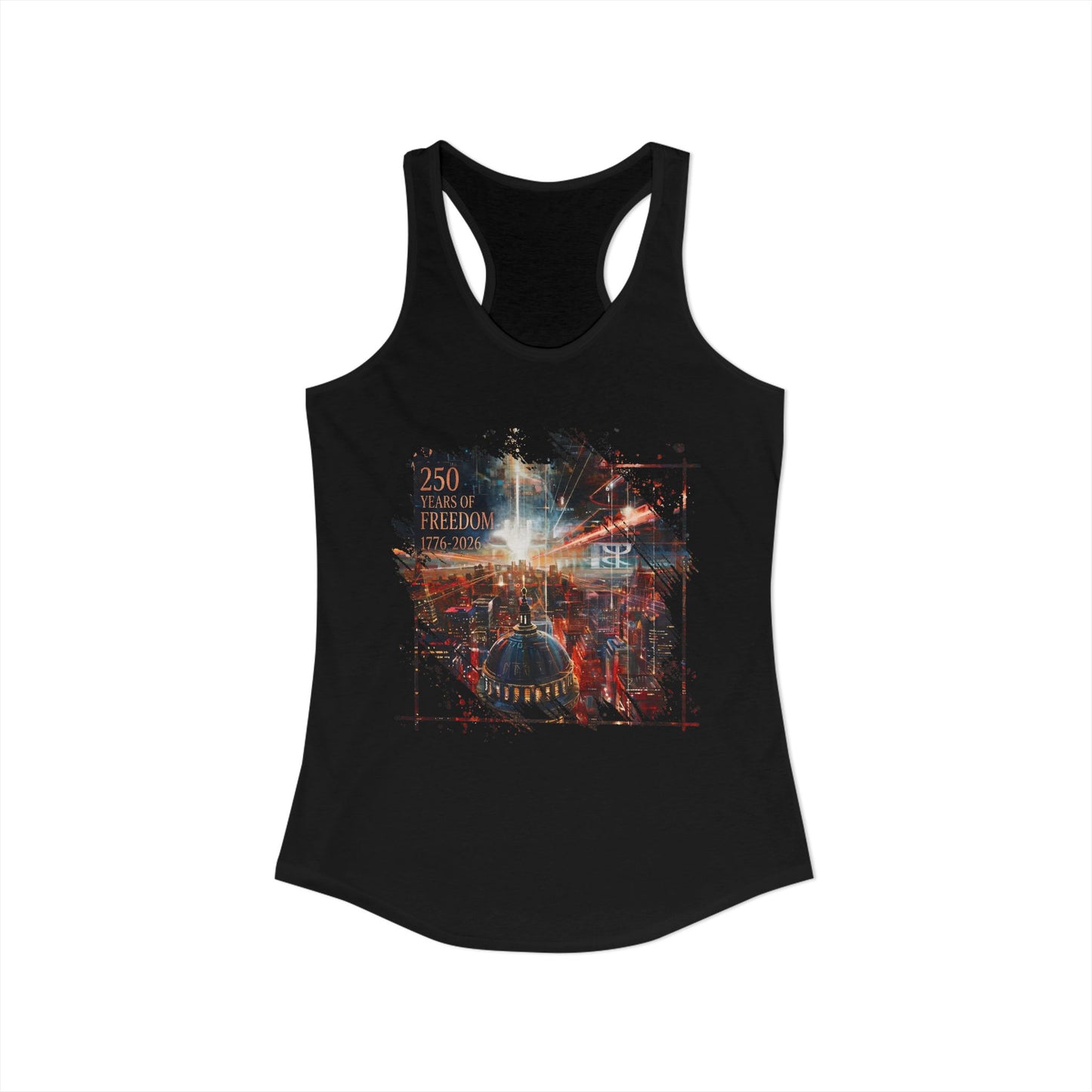 250 Years of Freedom 1776-2026 Independence Day USA Women's Ideal Racerback Tank