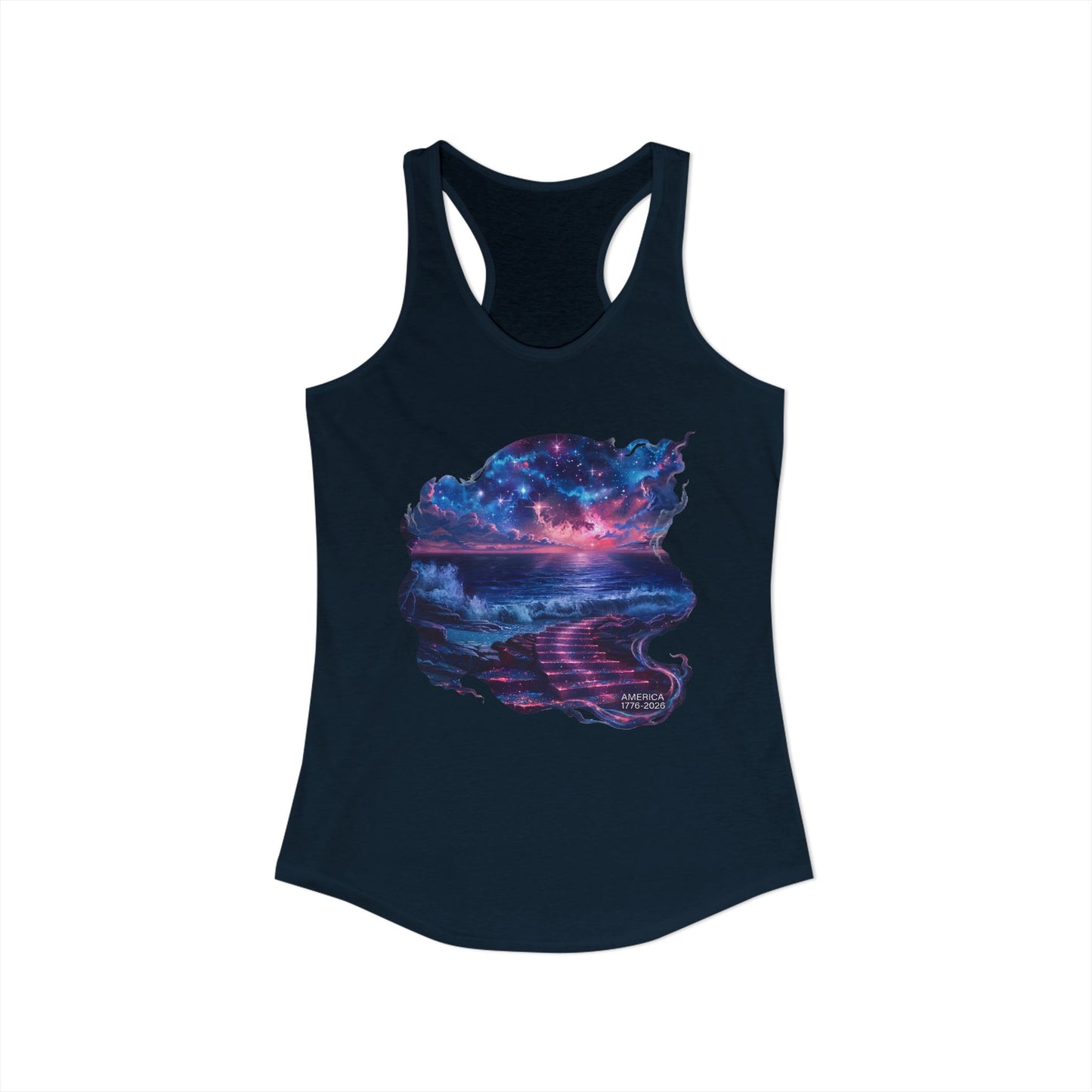 250 Years of Freedom 1776-2026 Independence Day USA Women's Ideal Racerback Tank