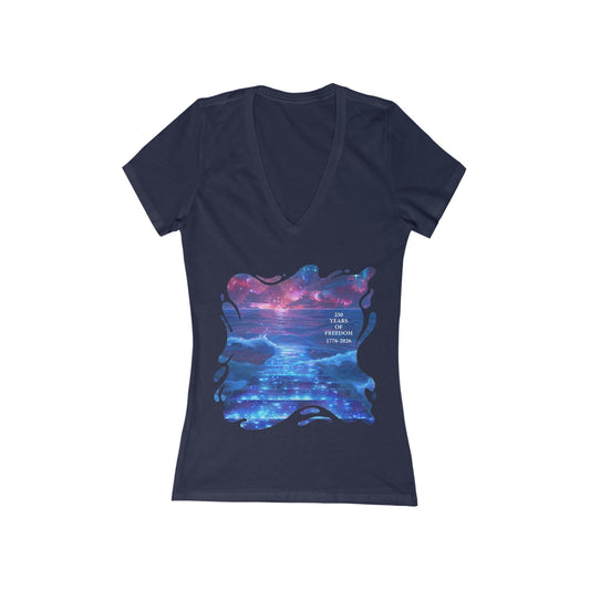 250 Years of Freedom Independence Day USA  Women's Deep V-neck Tee