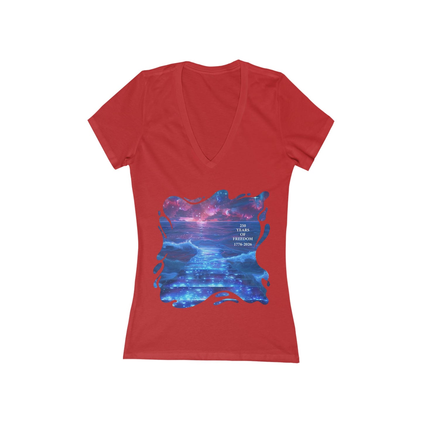 250 Years of Freedom Independence Day USA  Women's Deep V-neck Tee