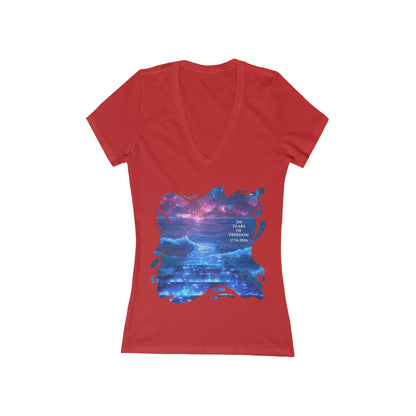 250 Years of Freedom Independence Day USA  Women's Deep V-neck Tee
