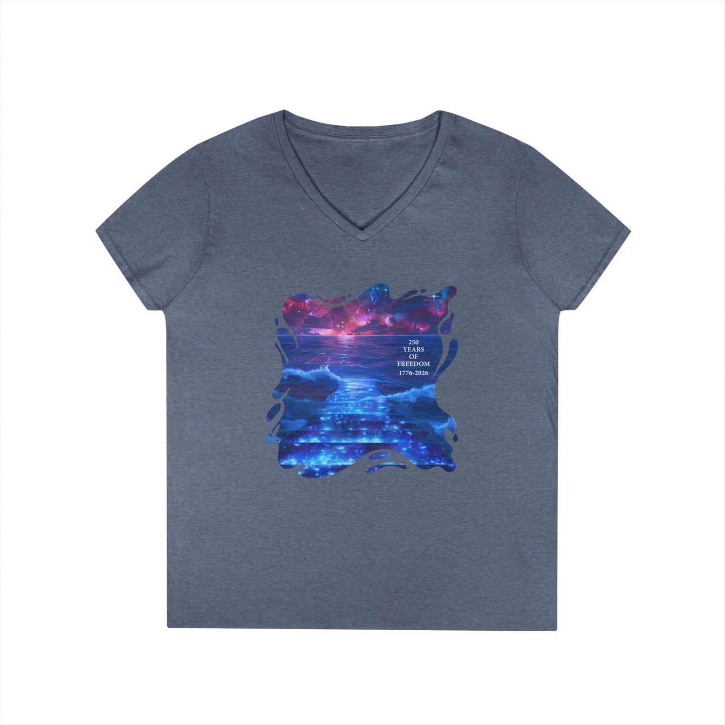 250 Years of Freedom 1776-2026 Independence Day USA Women's V-Neck Tee