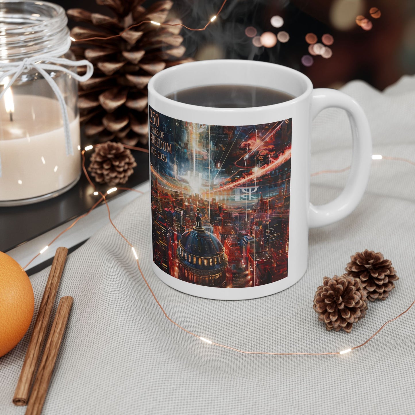 250 Years of Freedom 1776-2026 Independence Day USA Ceramic Mug (11oz/15oz)