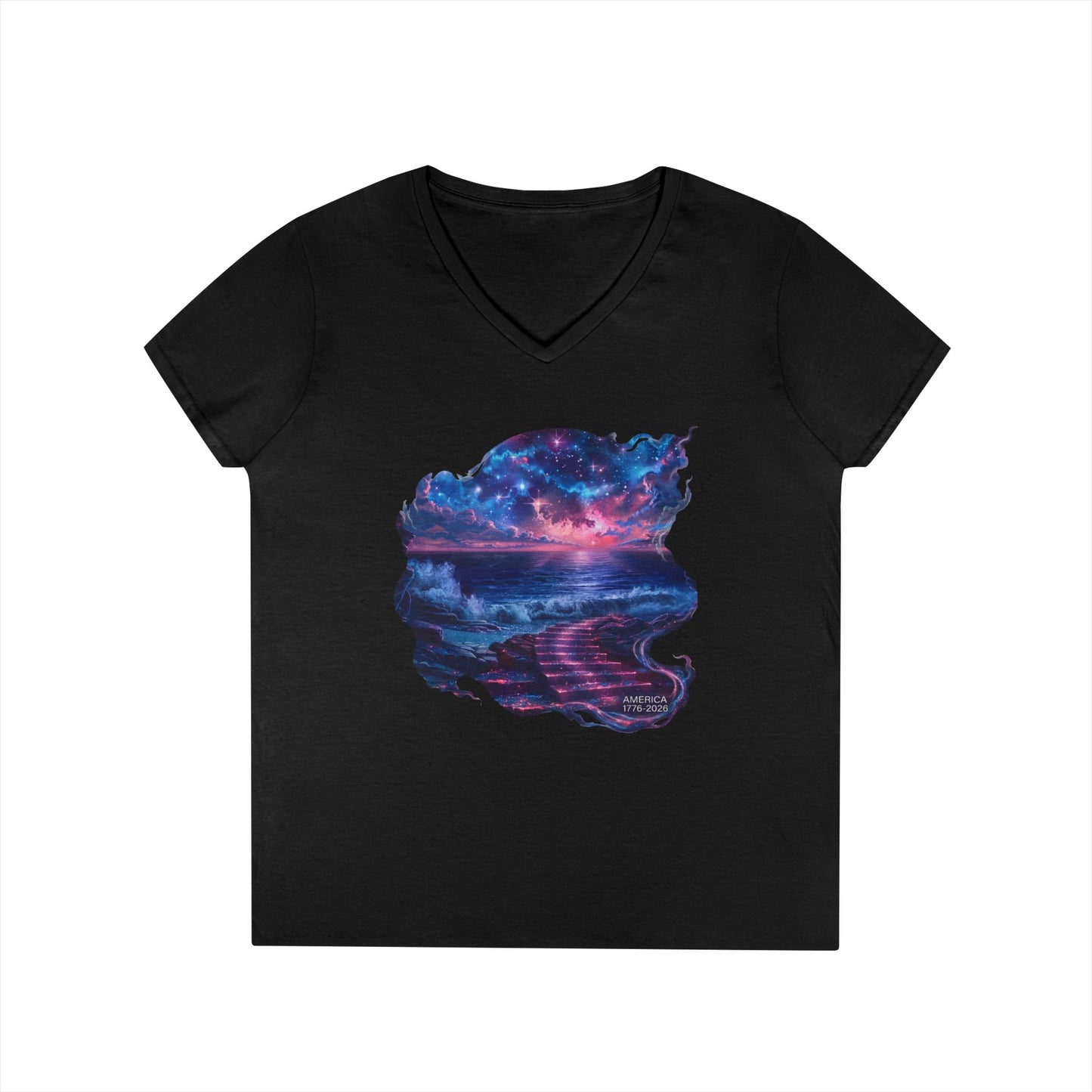 America 1776-2026 Independence Day USA Women's V-Neck Tee