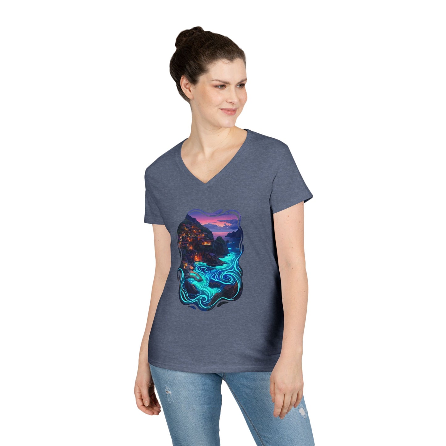 Light In The Sea Women's V-Neck Tee