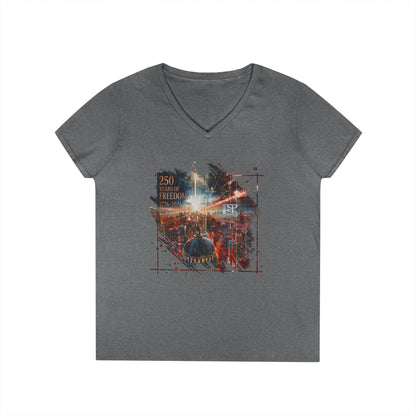 250 Years of Freedom 1776-2026 Independence Day USA Women's V-Neck Tee