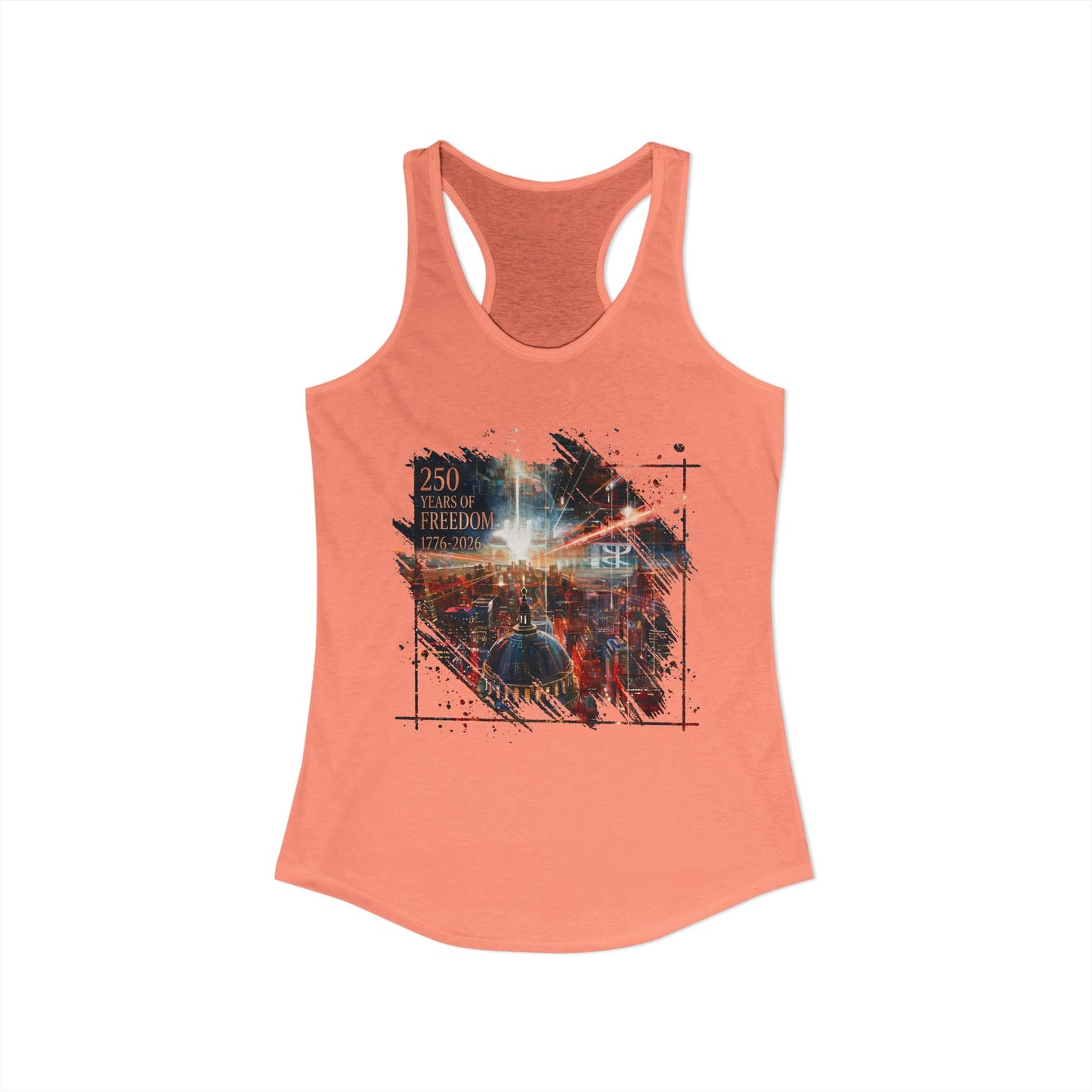 250 Years of Freedom 1776-2026 Independence Day USA Women's Ideal Racerback Tank