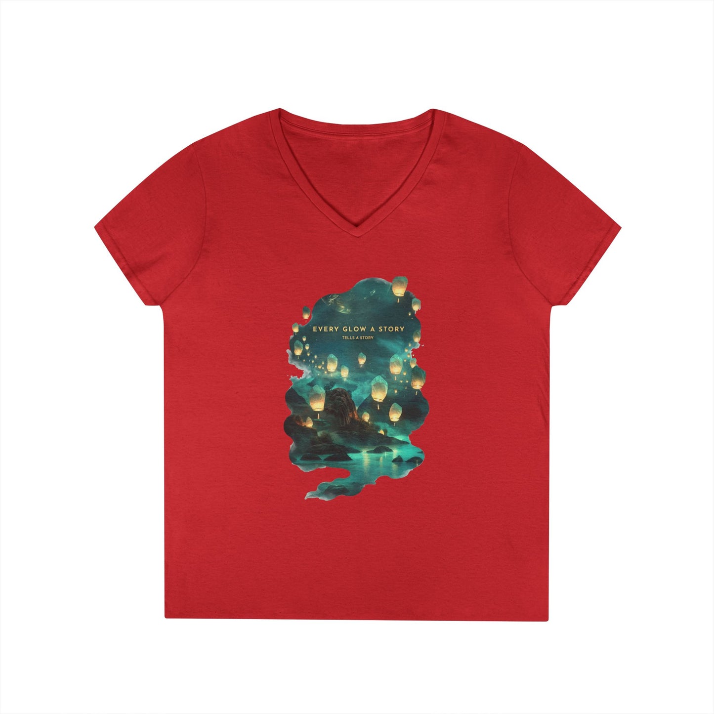 Every Glow a Story Tells a Story Women's V-Neck Tee