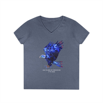 250 Years of Freedom 1776-2026 Independence Day USA Women's V-Neck Tee