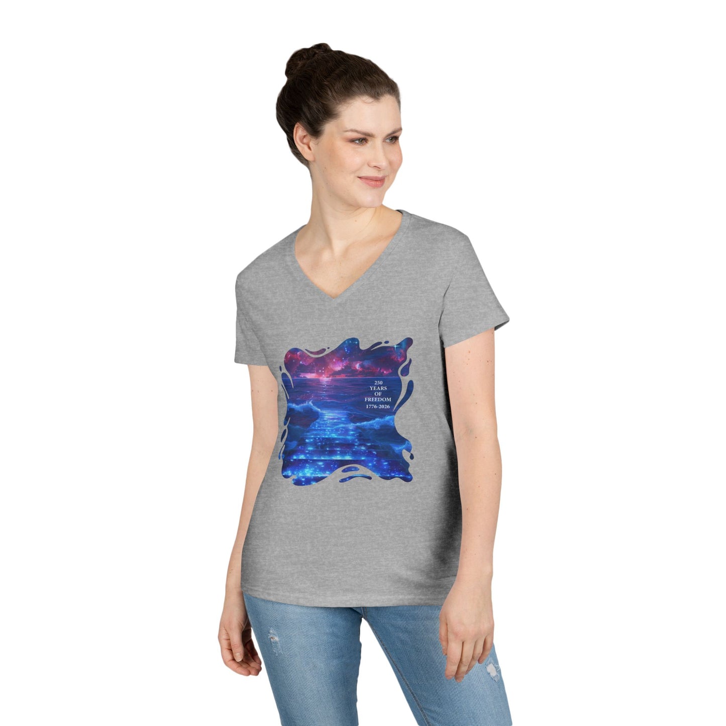 250 Years of Freedom 1776-2026 Independence Day USA Women's V-Neck Tee