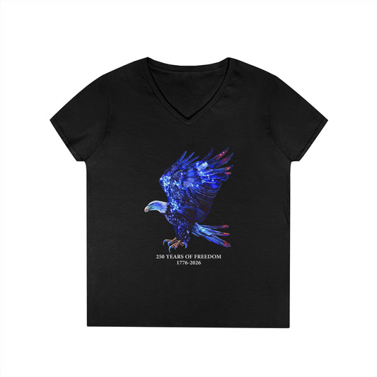250 Years of Freedom 1776-2026 Independence Day USA Women's V-Neck Tee